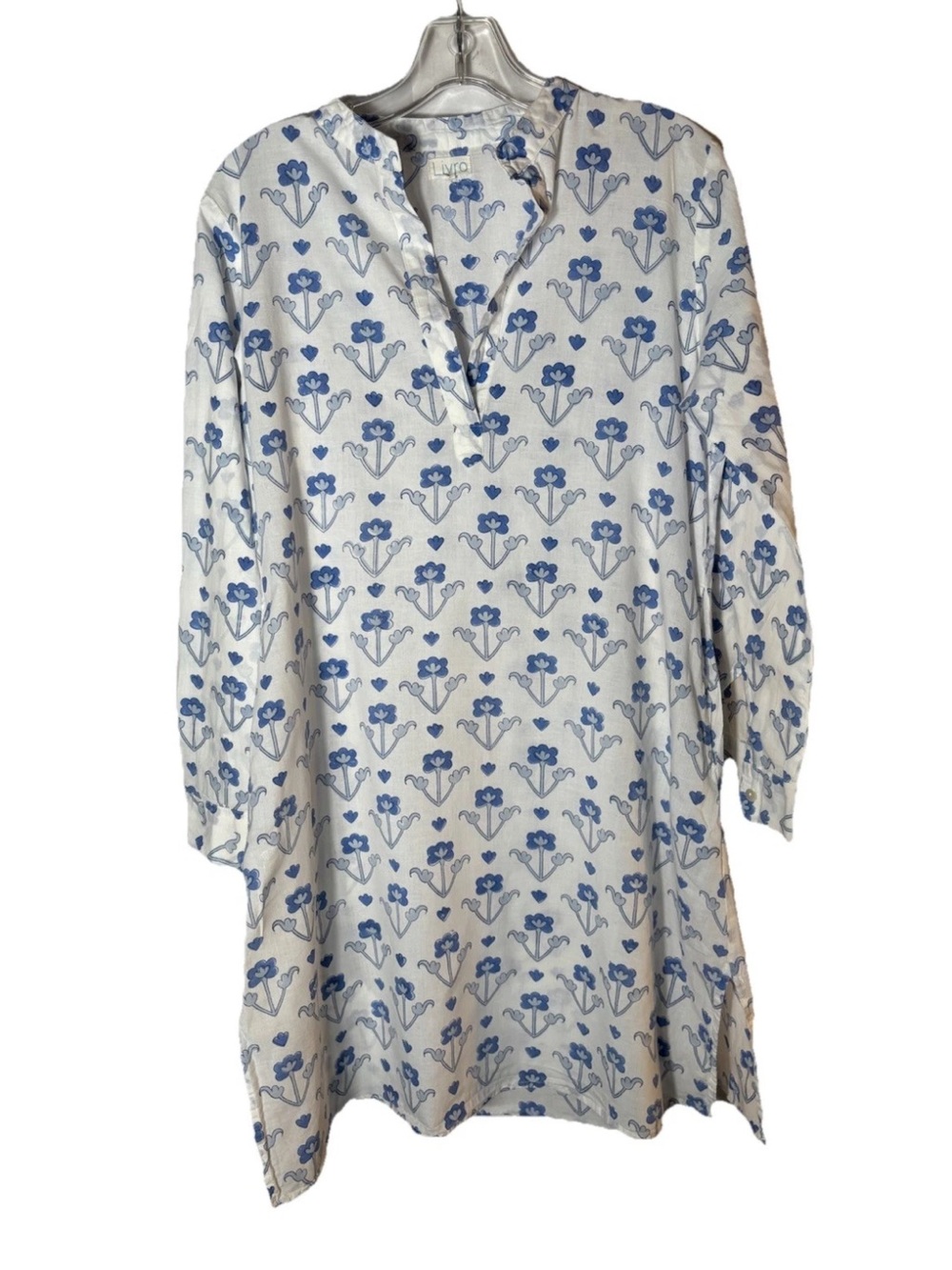 Livro Kurta Kaftan Short Dress Blue Floral - S - Picture 4 of 5